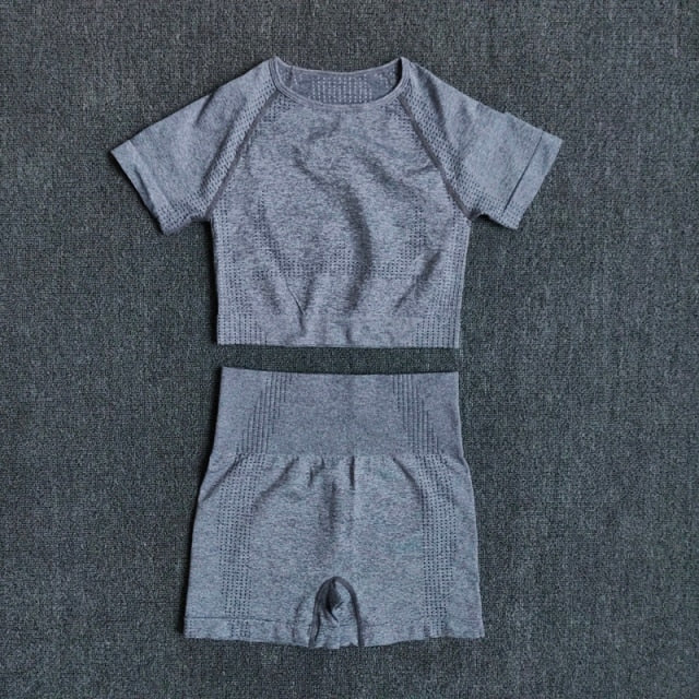 Seamless Crop Top and Shorts Set