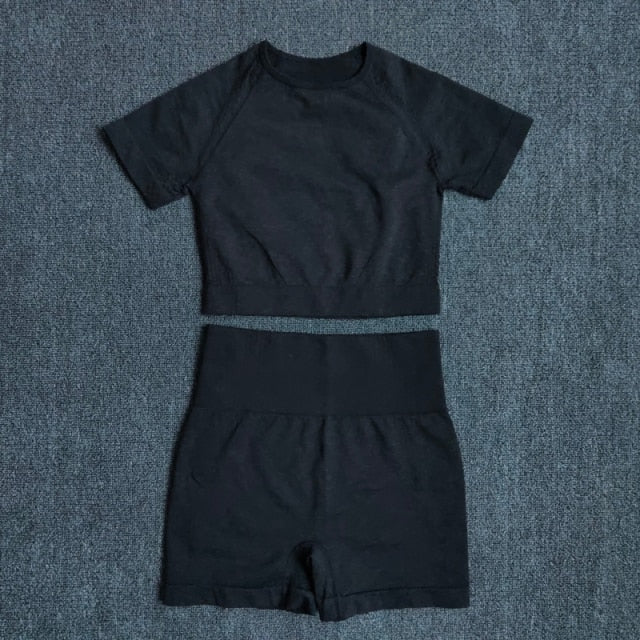 Seamless Crop Top and Shorts Set