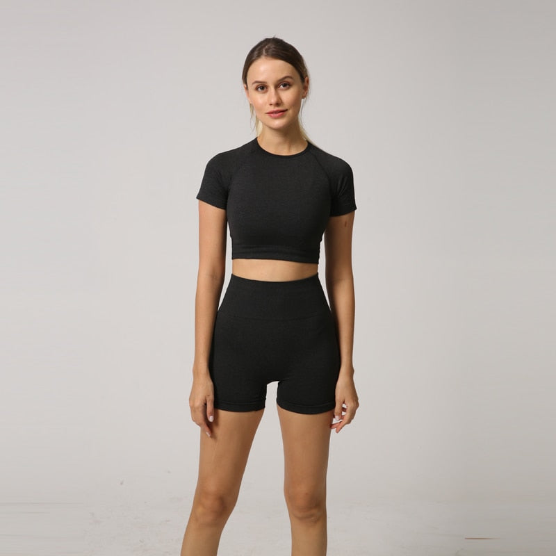 Seamless Crop Top and Shorts Set